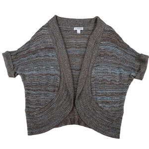 Short Sleeve Open Cardigan Sweater brown/blue sz small loose boho mermaid fairy